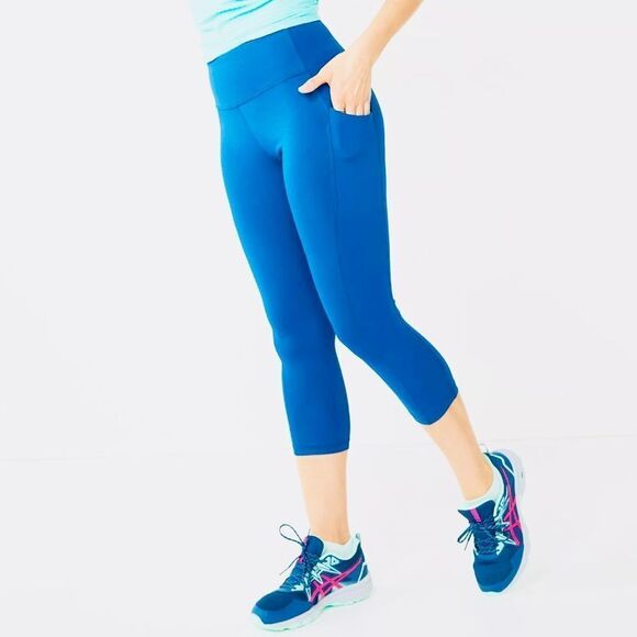 Tek Gear Active Shapewear Blue Side Pocket High Rise Capri Leggings - Picture 1 of 9